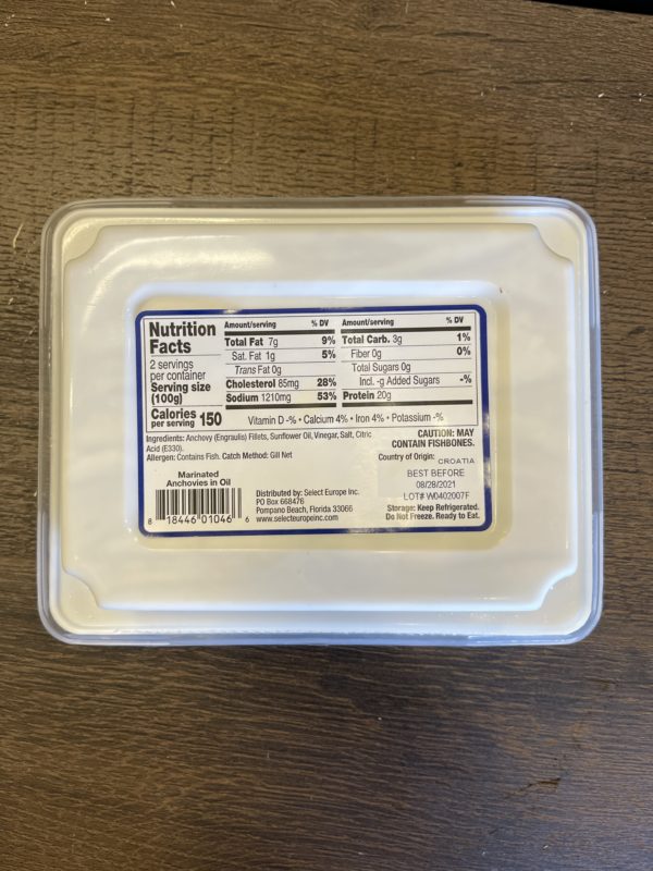Fresh Anchovies in Oil